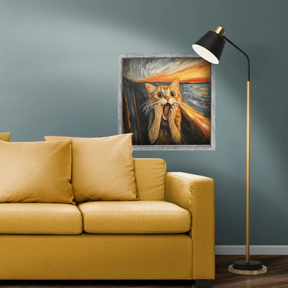 Edvard Munch Çığlık Posteri, Eğlenceli Poster, Kedili Poster, Duvar Posteri, Kedi Sevenlere Hediye - Resim 3