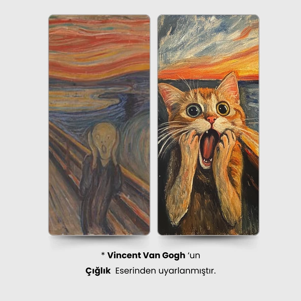 Edvard Munch Çığlık Posteri, Eğlenceli Poster, Kedili Poster, Duvar Posteri, Kedi Sevenlere Hediye - Resim 2