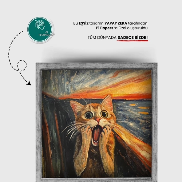 Edvard Munch Çığlık Posteri, Eğlenceli Poster, Kedili Poster, Duvar Posteri, Kedi Sevenlere Hediye - Resim 7