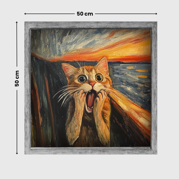 Edvard Munch Çığlık Posteri, Eğlenceli Poster, Kedili Poster, Duvar Posteri, Kedi Sevenlere Hediye - Resim 4