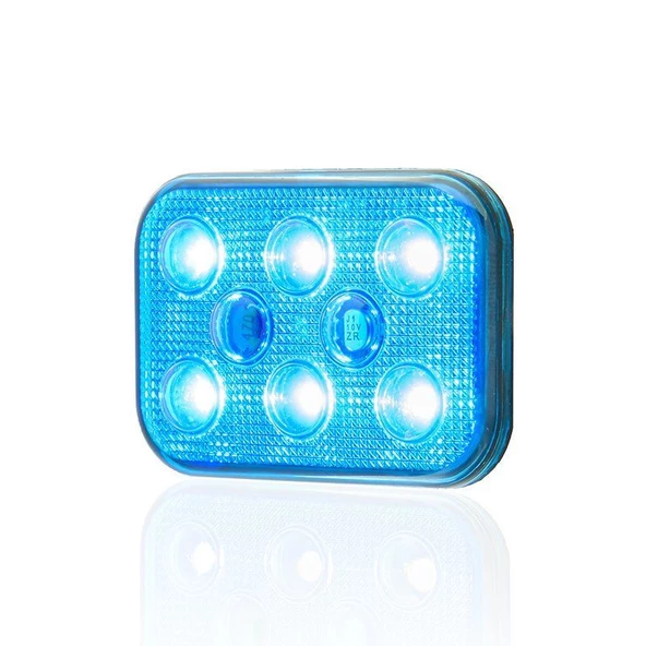 Sanel 12V Üniversal Kare 6 Led Dış Makan Uyumlu Mavi SBD12B6 - 4