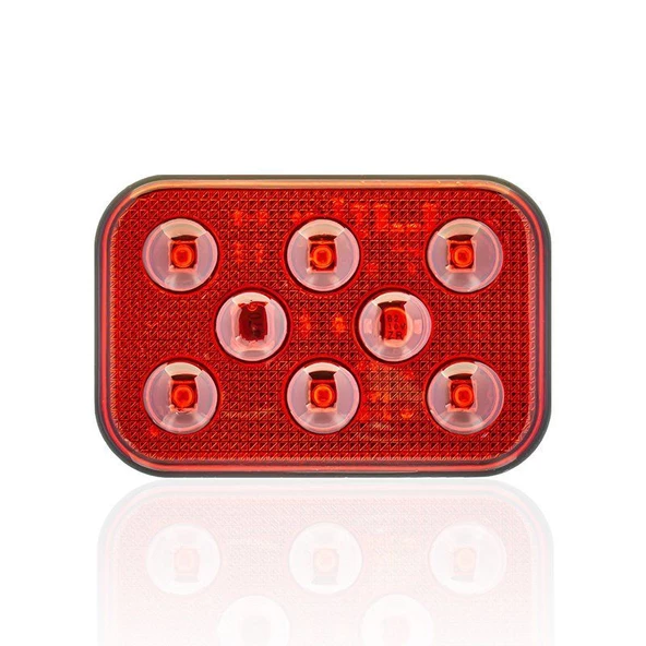 Sanel 12V Universal Kare 6 Led Dış Makan Uyumlu Kırımızı SBD12R6 - 1