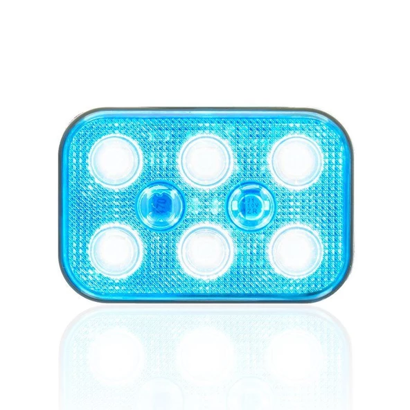 Sanel 12V Üniversal Kare 6 Led Dış Makan Uyumlu Mavi SBD12B6 - 2