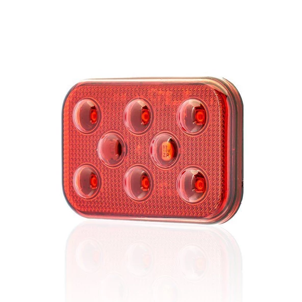 Sanel 12V Universal Kare 6 Led Dış Makan Uyumlu Kırımızı SBD12R6 - 3