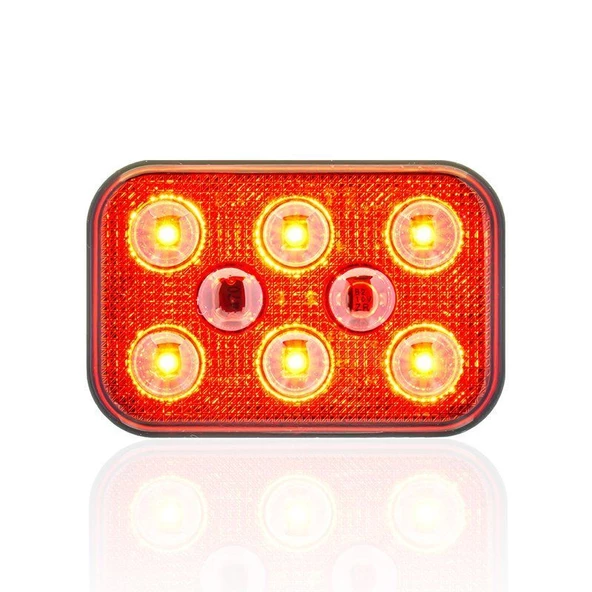 Sanel 12V Universal Kare 6 Led Dış Makan Uyumlu Kırımızı SBD12R6 - 2