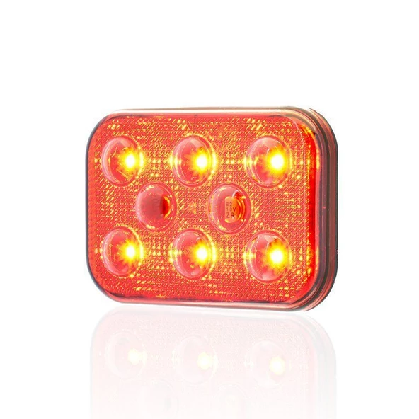 Sanel 12V Universal Kare 6 Led Dış Makan Uyumlu Kırımızı SBD12R6 - 4