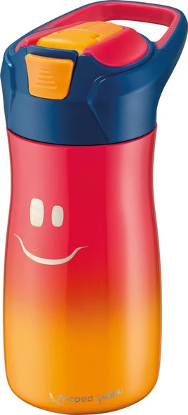 Maped Picnik Gülen Yüz Figürlü Çelik Matara 580 ml 2 Li Set Kırmızı-Turuncu - 4