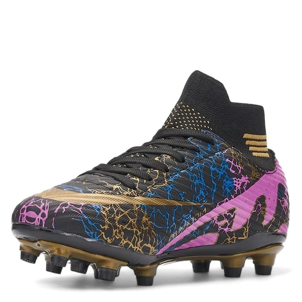 La Liga Erkek 565 Bilekli Çoraplı Krampon Siyah  Altın Futbol Ayakkabısı ürün görseli 1