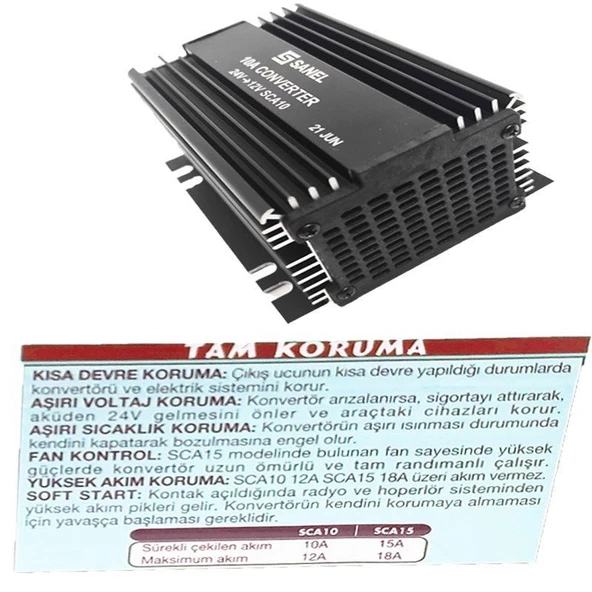 Sanel Konvertör 10 Amper 24V 12V Voltaj Düşürücü SCA10 - 4