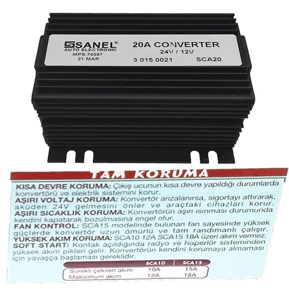 Sanel Konvertör 20 Amper 24V 12V Voltaj Düşürücü SCA20 - 4