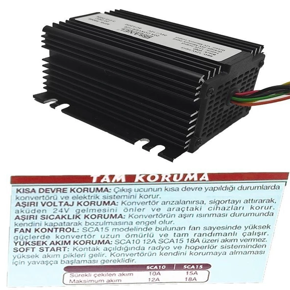 Sanel 20 Amper 24V12V Voltaj Düşürücü Radyo Hafızalı SCA20M - 4