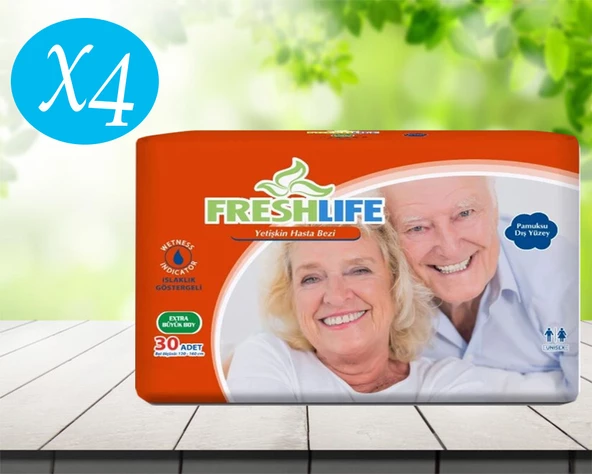 Freshlife Belbantlı Ekstra Büyük Boy (XL) 30'lu  4 adet Yetişkin Hasta Bezi