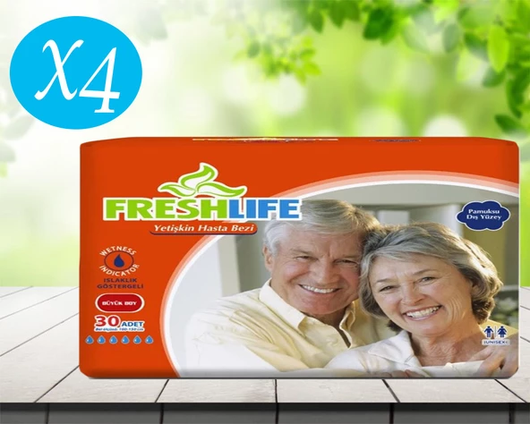 Freshlife Belbantlı Büyük Boy (L) 30'lu 4 Paket Yetişkin Hasta Bezi