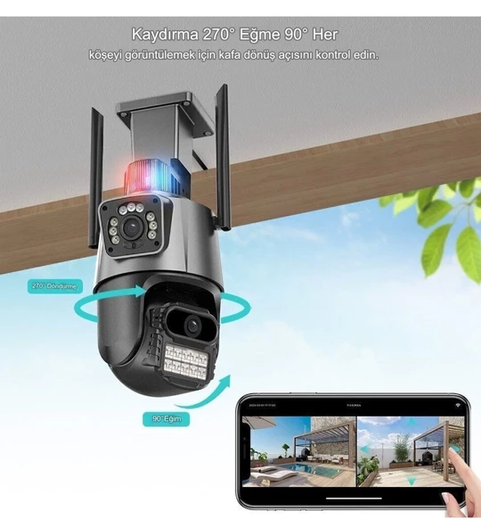 QASUL IP Kamera 4MP Sabit 4MP Hareketli Sensör Siren Dış Ortam Speed Dome Akıllı Kamera  8X Zoom - 4