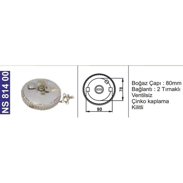Depo Kapağı Kilitli-Çinko Kaplama-İki Tırnaklı Bmc.Fatıh(Em)-Mercedes Kamy-Volvo Kamy-Daf-Scania - NS81400