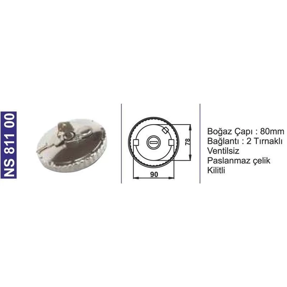 Depo Kapağı Kilitli-Paslanmaz-İki Tırnaklı Bmc.Fatıh(Em)-Mercedes Kamy-Volvo Kamy-Daf-Scanıa 131585 - NS81100