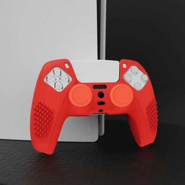 Cosmostech PS4 Controller Joystick Oyun Kolu Gamepad Uyumlu - Silikon Koruyucu Cover Kırmızı - Resim 3