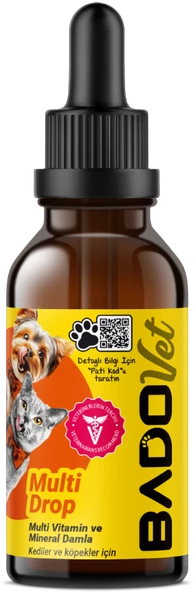 Bado Multi Drop Kedi Ve Köpekler İçin Multi Vitamin Mineral Damla 50 ML