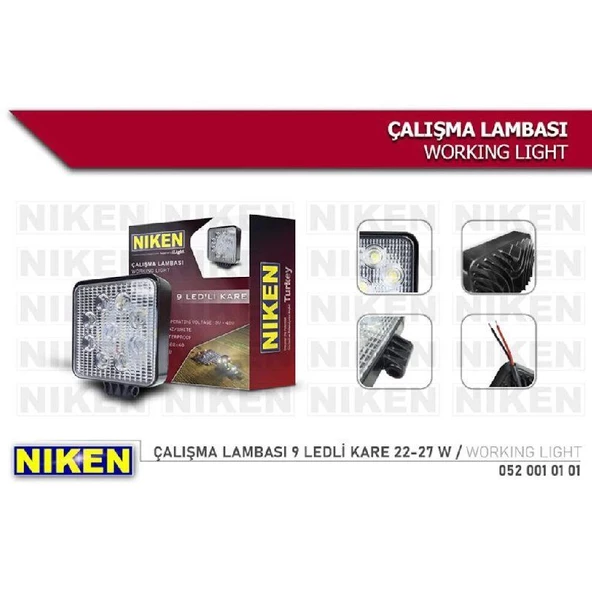 Niken Çalışma Lambası 9 Ledli Kare 22-27 W 1 Adet - 0520010101 - 4