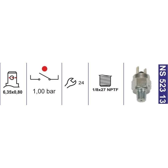 Fren Müşiri-Unıversal-Yağ Basınç Müşiri 1,0 Bar 1/8X27 Npt Normalde Açık New Holland 87584696 - NS52313