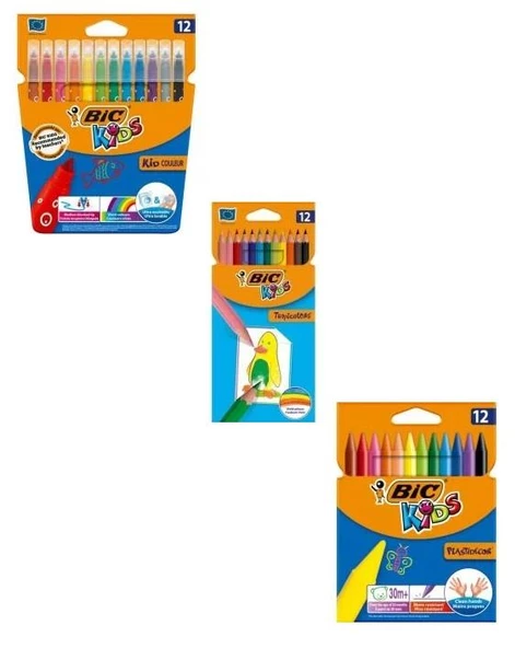 Bic 12 Renk Kuru Boya Pastel Boya Keçeli Boya Seti 3 lü ürün görseli