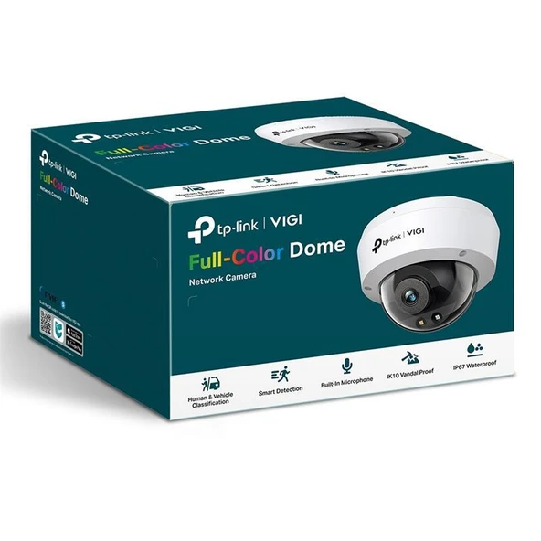 TP-Link VIGI C240(2.8mm) 4MP Full-Color Dome IP Kamera 1/3",30fps,FHD,H265+,PoE - Resim 3