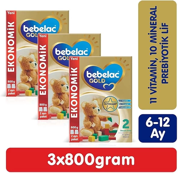 Bebelac Gold 2 Devam Sütü 350 g 6-12 Ay  3x800Gram