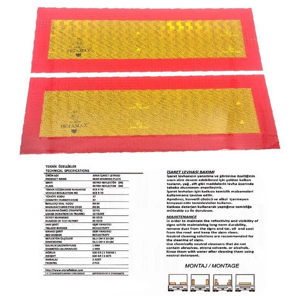 Tır Reflektörü 2'Li Takım Ece R 70 E-37 Onaylı - 010019 - 2