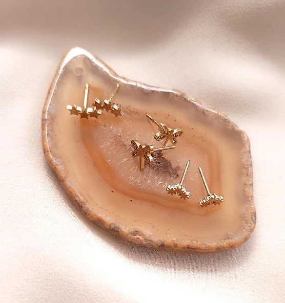 Küpe Kararmaz Çelik 316L Lüks Küpe Yusufcuk Yıldız Küpe - Resim 2