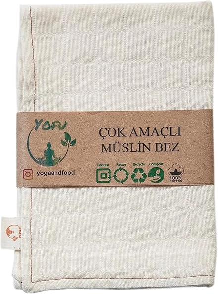 Çok Amaçlı Müslin Bez (40x40 cm - ÇİFT KATLI)%100 Pamuk Bebek Bakımı Emzirme Örtüsü Müslin Örtü (Kr