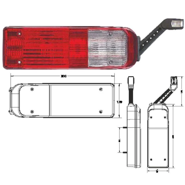 Üniversal Dorse Stop Lambası Kablolu Boynuzlu Sol - 201205-KBLH - 2