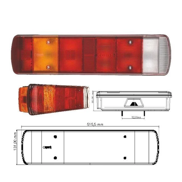 Üniversal Kamyon Dorse Stop Lambası Kablolu Uzun Sağ - 201707-KRH - 3
