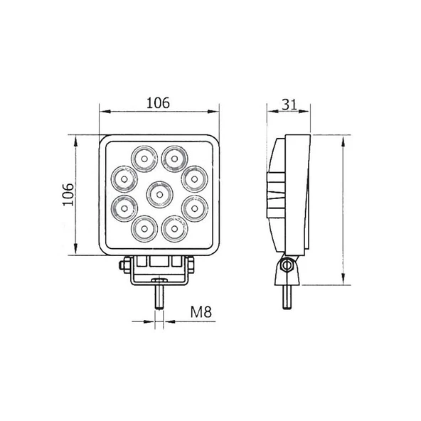 Kare Çalışma Lambası 9 Ledli 27W(Power Led) Beyaz - 90 - 2
