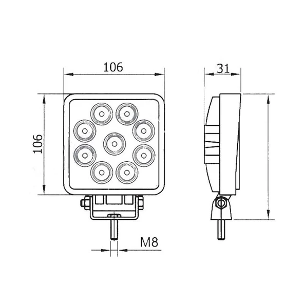 Kare Çalışma Lambası 16 Ledli 48(Power Led) Beyaz - 92 - 2