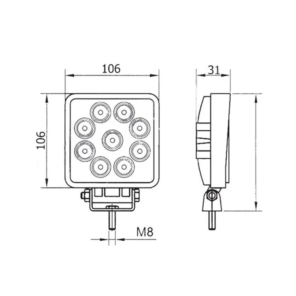Yuvarlak Çalışma Lambası 9 Ledli 27W(Power Led) Beyaz - 91 - 2
