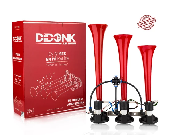 Marco Tipi Kırmızı Arap Korna 3 Borulu Melodili 12V - 461R-12V - 3