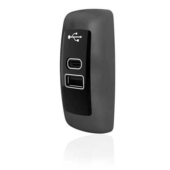 Sanel USB Şarj Düz Tip Siyah Gövde Mavi led 12V/24V SUC16B - 2