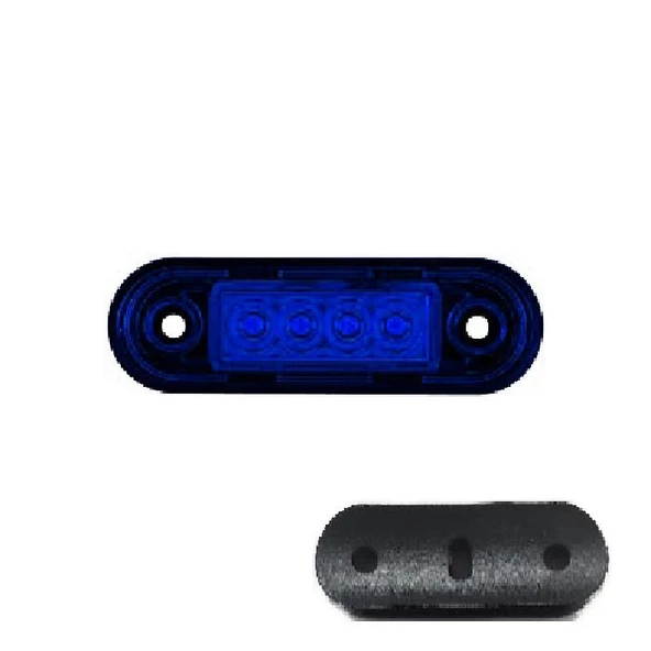 Parmak Lamba Lastikli (Krom Boru Tipi) 4 Led'Li 83Mm 12V-24V Mavi - FR0170-L-B - 1