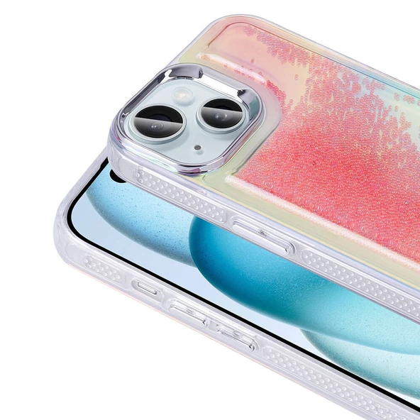 Apple iPhone 15 Kılıf Airbagli Renkli Arka Yüzey Boncuk Tasarımlı  Kumul Kapak - Resim 10