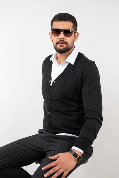 SAN&FA SLİMFİT ERKEK TRİKO HIRKA - 2