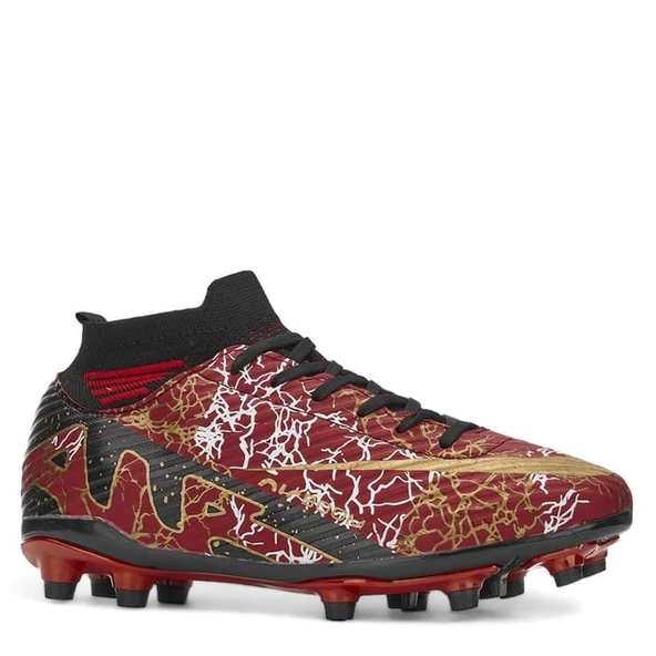 La Liga Erkek 565 Bilekli Çoraplı Krampon Kırmızı Siyah Futbol Ayakkabısı