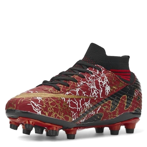 La Liga Erkek 565 Bilekli Çoraplı Krampon Kırmızı Siyah Futbol Ayakkabısı - 2