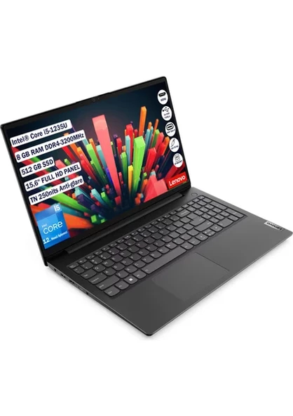 Lenovo V15 G3 Intel Core I5-1235U 8 GB 512 GB SSD Freedos 15,6" Fhd Taşınabilir Bilgisayar 82TT00A5TX