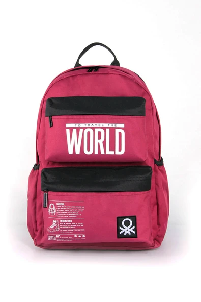 United Colors of Benetton "The World" Okul Sırt Çantası Kırmızı / 03833