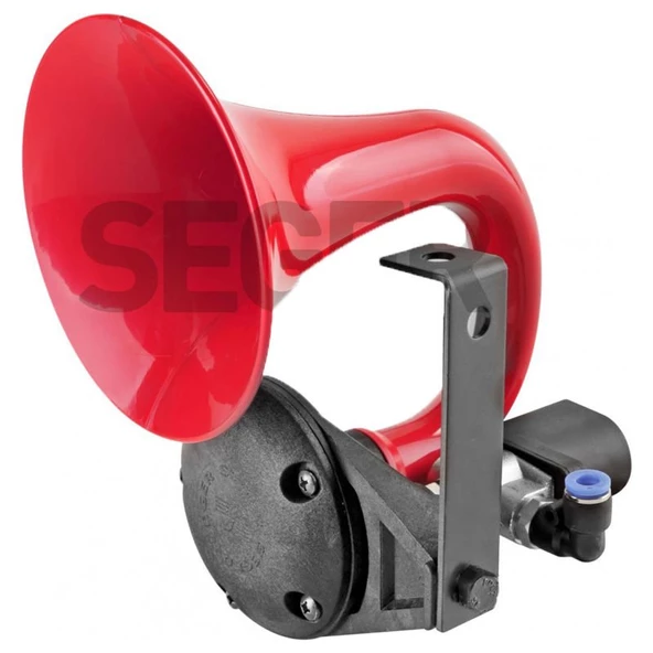 SEGER-80Jh Tek Boynuz Havalı Korna 12V (Unıchorn), Kırmızı Plastik Borulu - 2
