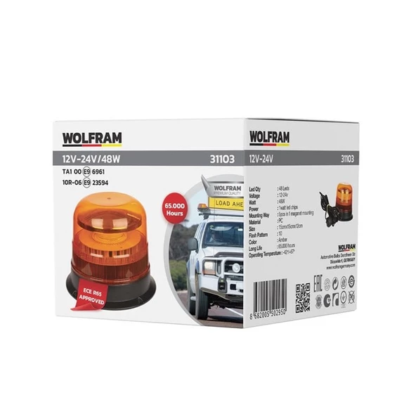Wolfram Ledli Döner Lamba Mıknatıslı Ve Vatuzlu 12/24Volt 48Watt - 3