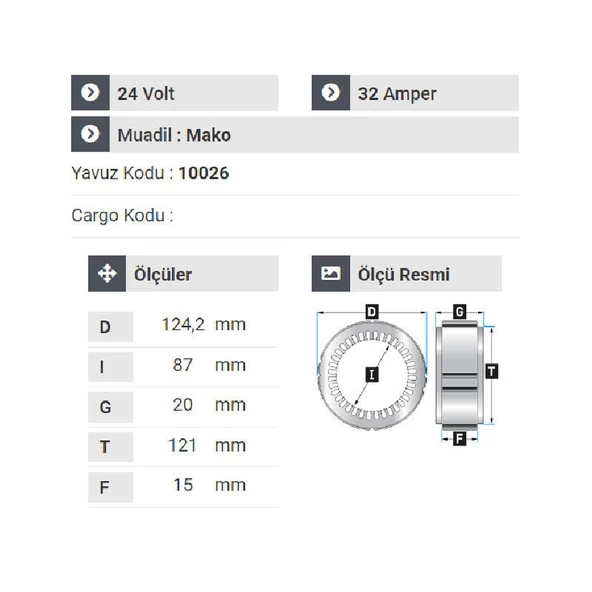 NURSAN 110024 Statör 24V 32A Mako Tip 3 Uçlu Em - Resim 2