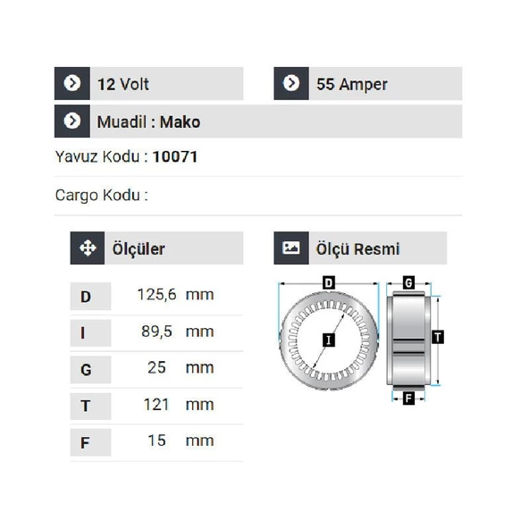 NURSAN 120812 Statör 12V 55A Mako Tip Lada Samara Rus Tipi - Resim 2