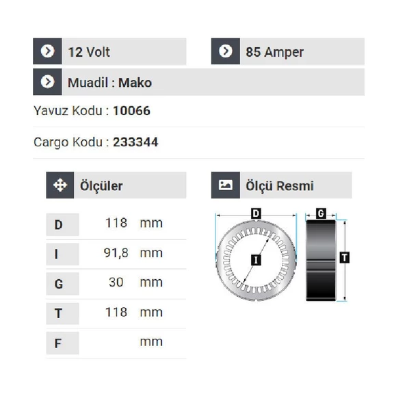 NURSAN 120124 Statör 24V 45A Mako Tip Fort Cargo - 2
