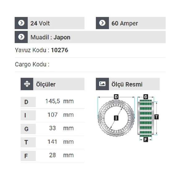 NURSAN 150124 Statör 24V 60A Komatsu İş Makinası - 2